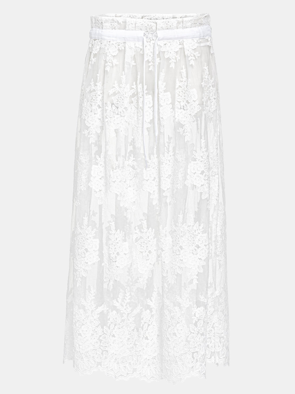 Illustration Lace Tulle Skirt, White