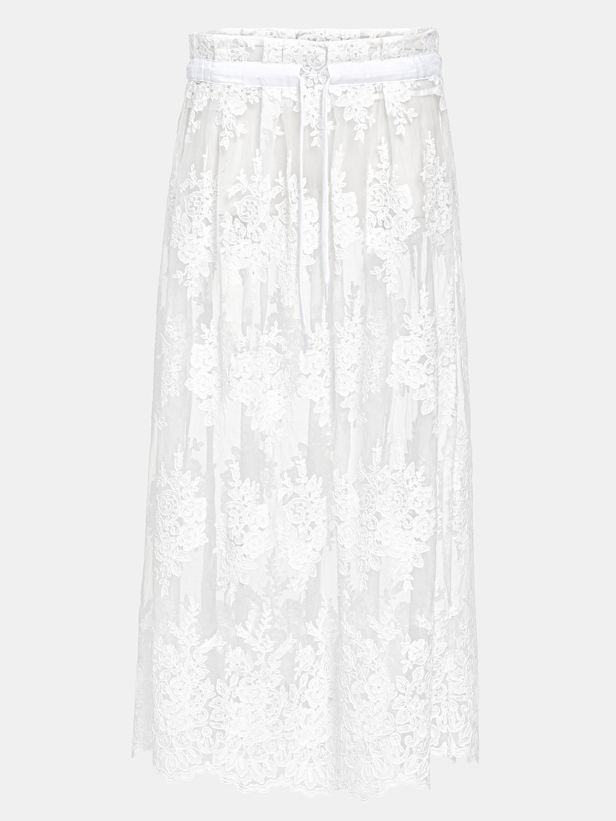 Illustration Lace Tulle Skirt, White